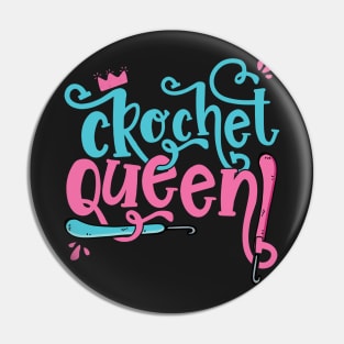 Crochet Queen - Grandma Mom Crocheting Yarn Lover design Pin