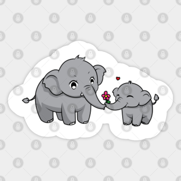 Elephant Mom Cute Kawaii Art Style Illustration Elephant Mom