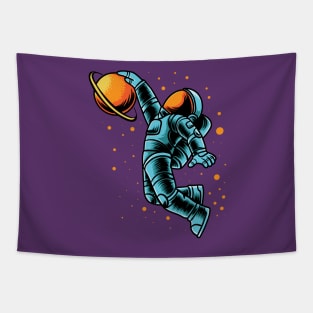 Astronaut Slamdunk In Space Tapestry