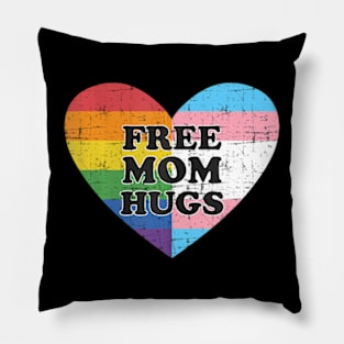 Free mom hugs with and transgender flag heart Pillow