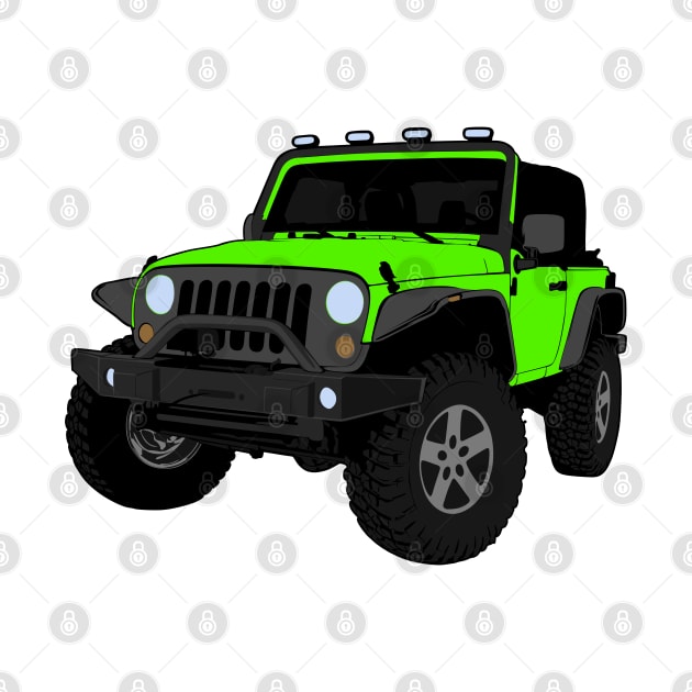 Green Jeep Wrangler Illustration by KAM Std