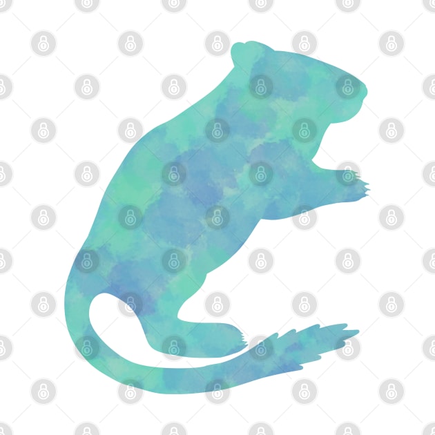 Teal watercolour gerbil by Becky-Marie