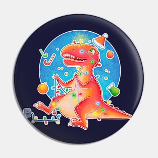 New year and christmas dinosaur Pin