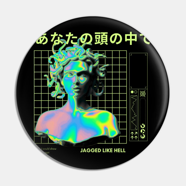 I wish I could show you my heart - vaporwave medusa Pin by TTWW Studios