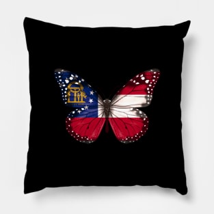 Georgia Flag Butterfly - Gift for Georgian From Georgia GA Pillow