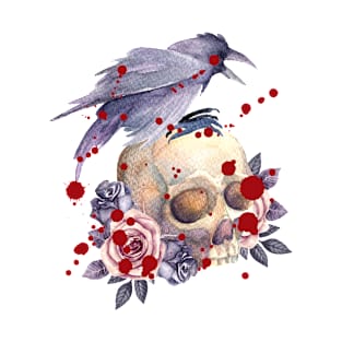 Crow skull roses T-Shirt