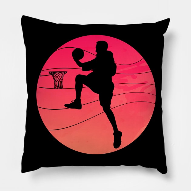 Basketball slam dunk retro vintage Pillow by GameOn Gear