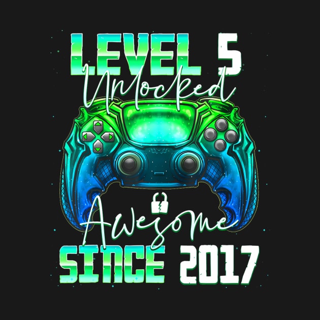 Level 5 Unlocked Awesome Since 2017 5Th Birthday Gaming by Zoe Hill Autism