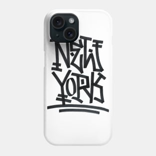 New York Tag 2 ( Black on white) Phone Case