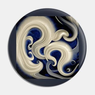 owing Ivory And Cobalt Curlicues Pin