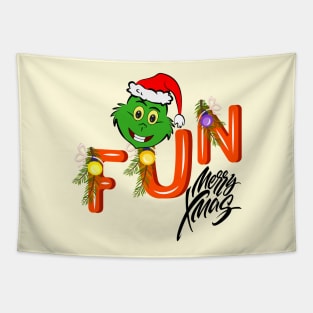 FUN - MERRY xmas - Green Elf - Merry Christmas Tapestry