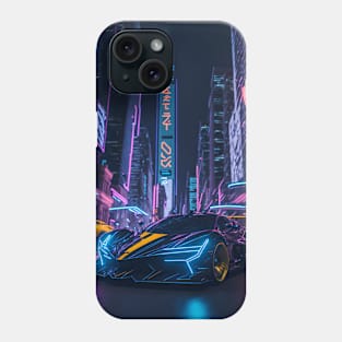 Dark Neon City Sports Car Phone Case