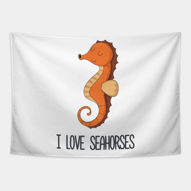 I Love Seahorses Tapestry by Dreamy Panda Designs