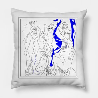 Les Demoiselles d'Avignon Line Art 2 inspired by the original painting Pillow