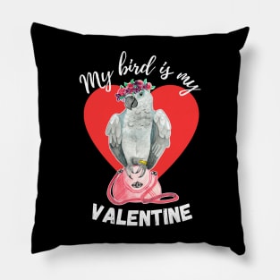 My Bird is My Valentine - African Grey Parrot Pillow