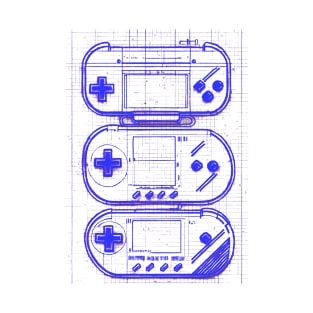 Blue Handheld Gaming Blueprint T-Shirt