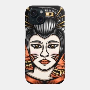 Japanese geisha with hannya mask Phone Case