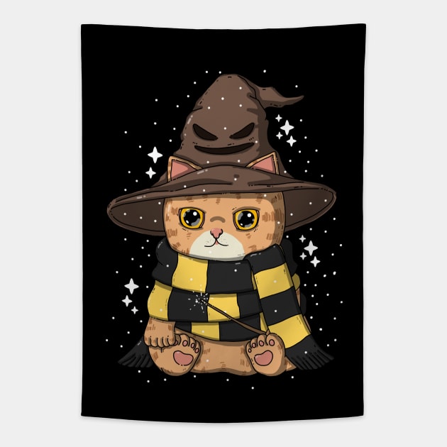 Cute Wizard Neko Tapestry by Japanese Neko