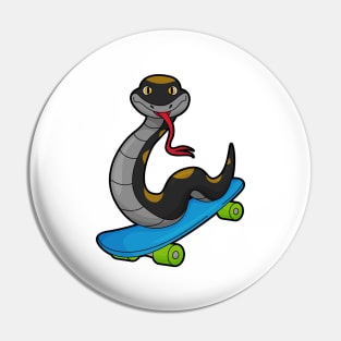 Snake as Skater with Skateboard Pin