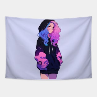 Anime Dreamer Sad Girl Hooded Tapestry