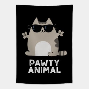 Pawty Animal Cute Party Cat Pun Tapestry