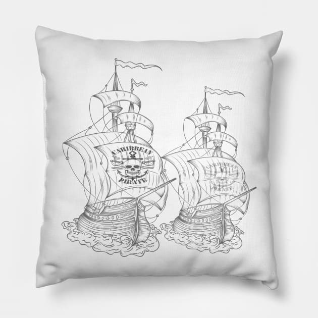 Caribbean pirates ship art Pillow by usastore