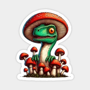 Cute Velociraptor Mushroom Hat Dinosaur Garden Magnet