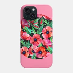 Plenty of Poppies – black Phone Case