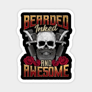 Bearded Inked And Awesome Funny Tattooed Dad Magnet