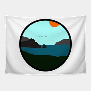 Minimalist Landscape - Oceanside Sunset Tapestry