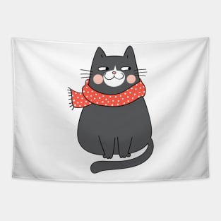 Cute Christmas Cat Design Tapestry