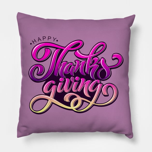 Happy Thanksgiving Pillow by Cool Abstract Design