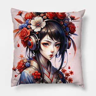 Anime Girl Japanese Geisha Pillow