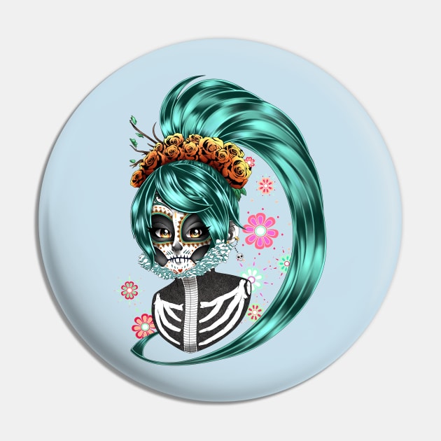 Los Muertos Turquoise Pin by sarahchibi