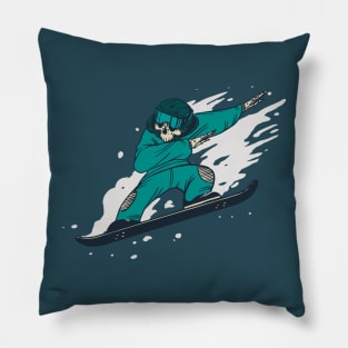 Snowboarding Skeleton Pillow