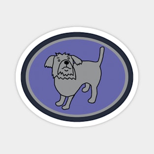 Ultimate Gray Puppy Dog on Very Peri Periwinkle Blue Oval Graphic Magnet