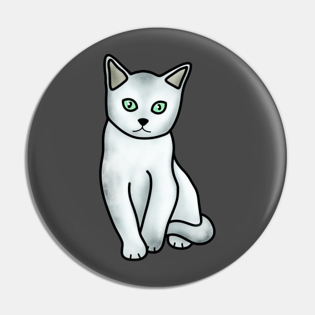 White Cat Pin by Kelly Louise Art