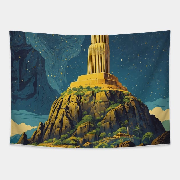 Cristo Redentor Starry Night Rio de Janeiro Brazil Vintage Tourism Travel Poster Tapestry by TravelersGems