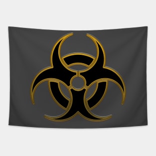 Biohazard Sign, black & gold. Tapestry