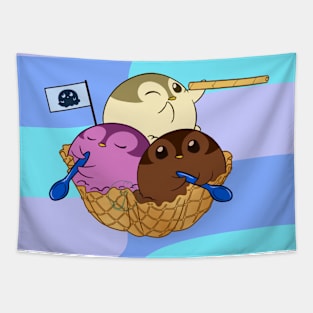 Penguinscoops - waffle boat Tapestry