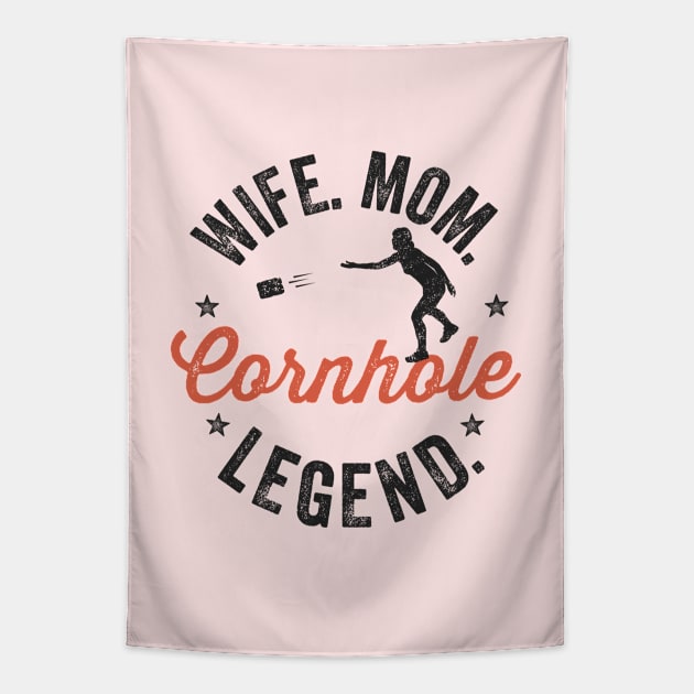 Cornhole Shirt Vintage Funny Wife Mom Cornhole Legend Tapestry by Happy Lime