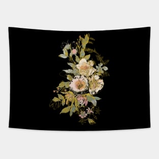 Golden Elegance: Design Featuring Sprinkled Wild Roses Tapestry