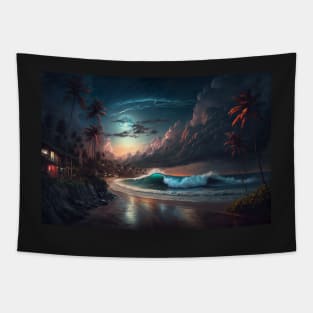 Wave in the moonlight Tapestry