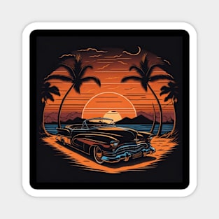 sunset classic car Magnet