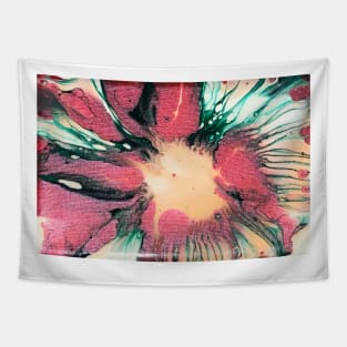 Red Orange Green Floral Spin Tapestry