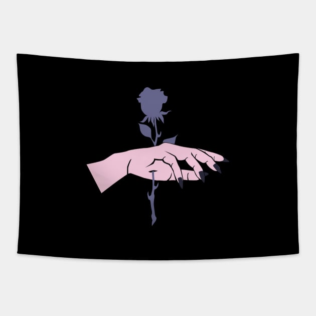 Hand & rose. Tapestry by candelanieto