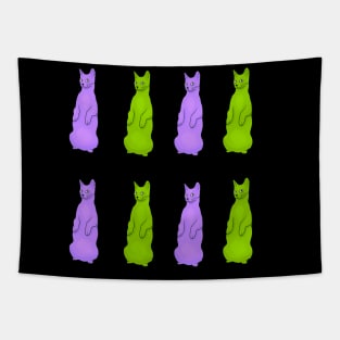Green and Purple Cats Standing up Tapestry