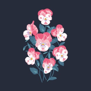 Pink Pansy Flowers T-Shirt