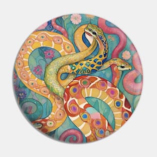 Gustav Klimt's Serpentine Symphony: Inspired Snake Art Pin