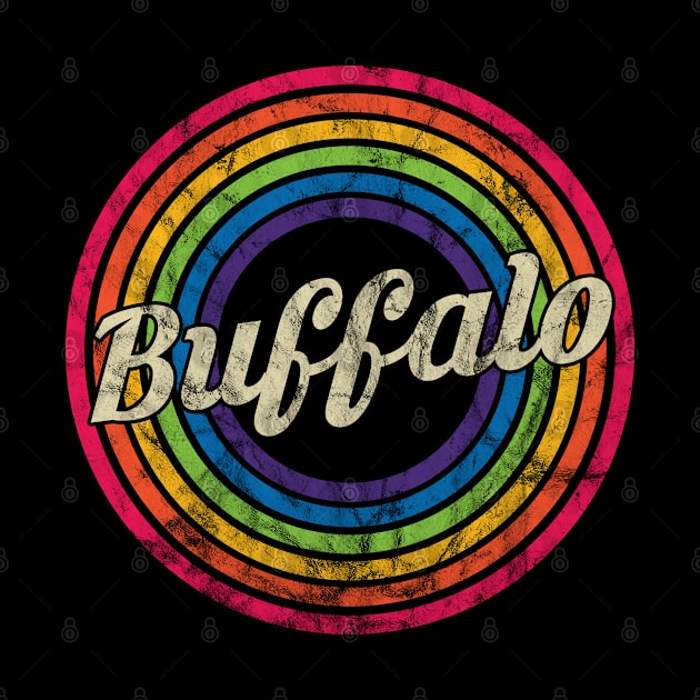 Buffalo - Retro Rainbow Faded-Style by MaydenArt